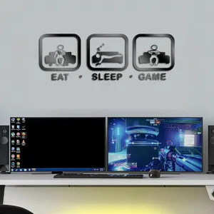 3D Akriliko Kathreftis Aftokollito Toichou Eat Sleep Game Diakosmisi Domatiou