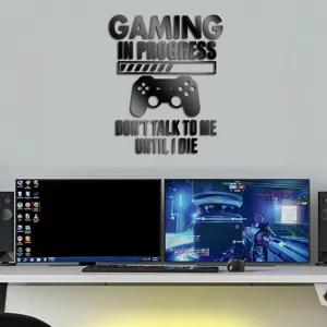 Gaming in progress wall sticker acrylic mirror game controller decals for kids room decor