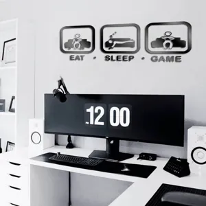 3D ακρυλικό αυτοκόλλητο τοίχου καθρέφτης EAT SLEEP GAME μοντέρνα διακόσμηση παιδικού