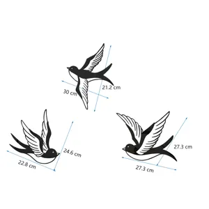 3D acrylic mirror swallow wall stickers black flying bird home decor art decals 3pcs