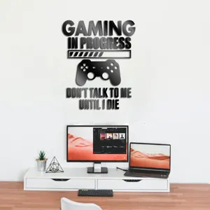 Acrylic gaming wall sticker with controller design, perfect for kids room and bedroom decor.