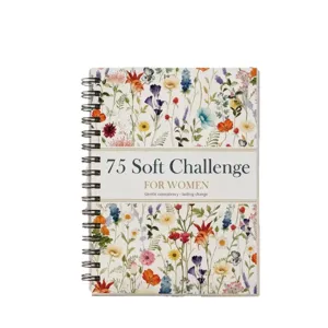75 Soft Challenge Fitness Planer und Gewohnheits-Tracker Notizbuch mit floralem Blumenumschlag.