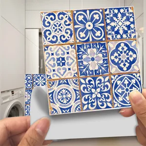 Adhesivo de azulejo retro azul para cocina y baño detalles de decoración de pared!