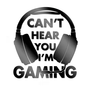 Gaming headphone mirror wall sticker detail view, acrylic decal featuring fun English quote.
