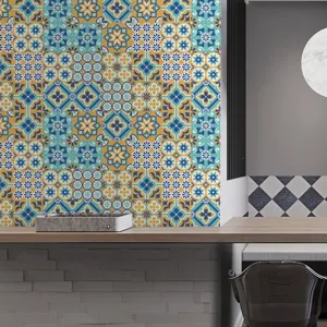 Pegatina de azulejos de mosaico retro autoadhesiva impermeable adhesivo de pared floral detalle