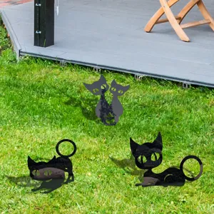 Acrylic cat garden stakes silhouette outdoor lawn art yard decor black mirror reflections