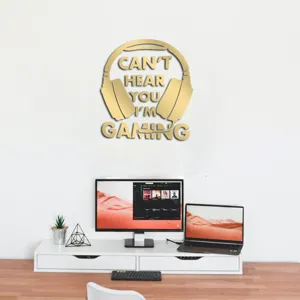 Golden gaming headphone mirror wall sticker kids room decor acrylic self-adhesive sign
