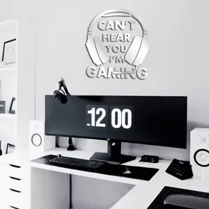 Acrylic mirror wall sticker gaming quote headphone design home decor room decoration