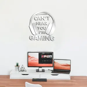 Acrylic mirror wall sticker with gaming headphones quote design for kids room decor wall art