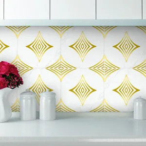 Waterproof Anti Slip Tile Sticker Marble Metal Texture Gold Minimalist Wall Sticker For Kitchen Bathroom Home Decor