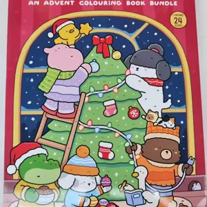 Kerst adventskleurboek set met vierentwintig schattige mini dierlijke vakantieboeken.