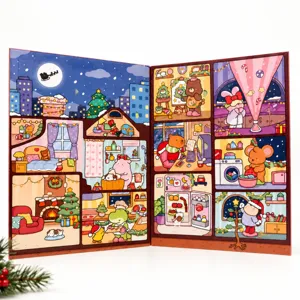 Kerstmis advent kalender kleurboek set met 24 stuks mini schattige dierlijke prentenboeken.