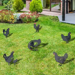 Paletto da Giardino con Siluetta di Pollo in Acrilico Esterno Cortile Prato Decorativo Arte Inserto Animale per Patio