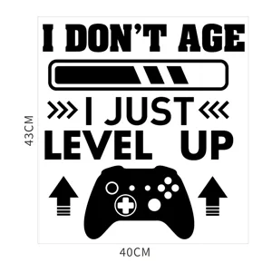 Acrylic 3D game controller wall sticker detail showing 43x40cm size and gamer quote design.