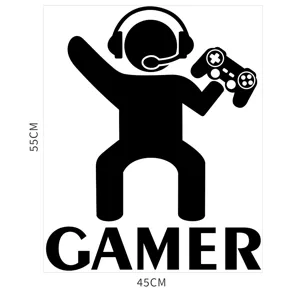 Gamer wall sticker acrylic 3d mirror gaming room decor 55x45cm black wall decal
