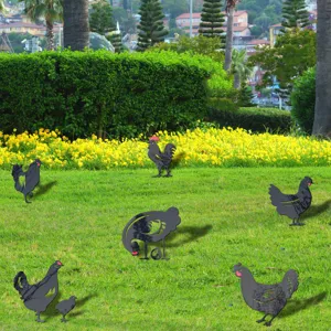 Paletto da giardino gallina acrilico decorazione prato esterno silhouette nera