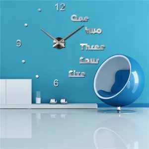 Moderne DIY Acryl Spiegel Wanduhr fuer Wohnzimmer Dekor, grossartige 3D Wanduhr.