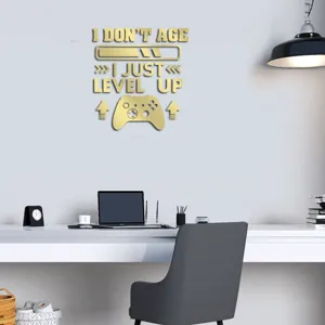 3D acrylic mirror wall sticker featuring game controller design for bedroom kids room decor