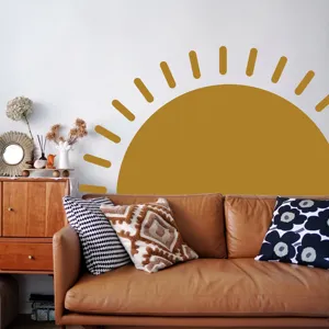 Adesivo murale semicerchio Boho per soggiorno, decorazione murale in PVC autoadesivo moderno.