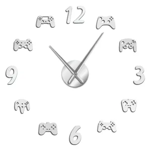 DIY acryl spiegel wandklok met game controller ontwerp, moderne grote woondecoratie.