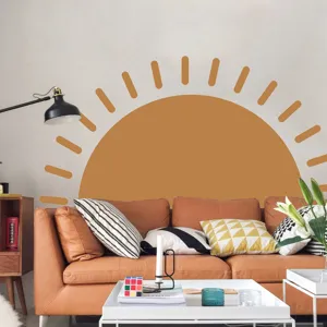 Adesivo murale semicerchio sole Boho per soggiorno camera da letto decorazione murale in PVC