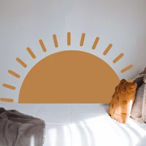 Adesivo murale sole mezzo cerchio Boho vinile adesivo decorazione camera da letto casa