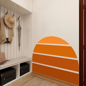 Bohemian half circle wall sticker self adhesive PVC sunset mural for living room decor