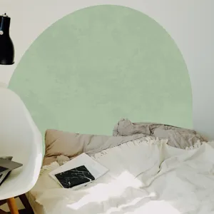 Boho green arch wall sticker detail view, self-adhesive PVC wall decal for bedroom home decor.