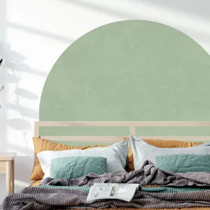 Boho style half-circle green wall sticker bedroom decor detail showcase and design.