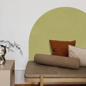 Boho semi-circle wall sticker green arch peel and stick decal for home bedroom decor.