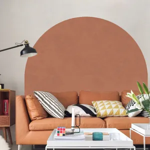 Boho semi-circle wall sticker living room decor aesthetic terracotta mural detail view