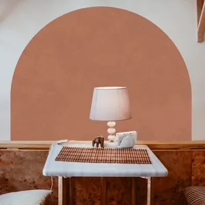 Bohemian terracotta arch wall sticker detail scene for cozy room decor with warm aesthetic.