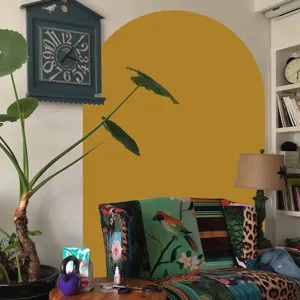 Boho arch wall sticker mustard yellow minimalist geometric decal for living room home decor