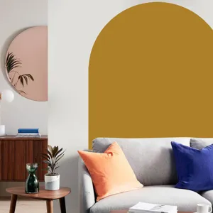 Boho arch wall sticker detail view, self-adhesive PVC wallpaper for modern living room decor.
