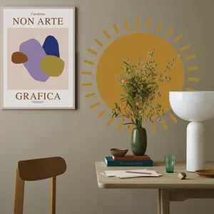 Boho style sun wall sticker, self-adhesive PVC wall decal for living room and bedroom home decor.