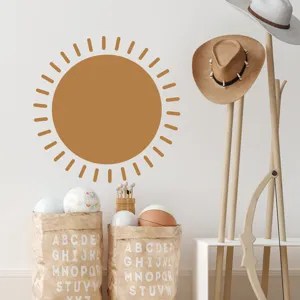 Boho sun wall sticker for living room bedroom home decor, self-adhesive PVC art wall decal.
