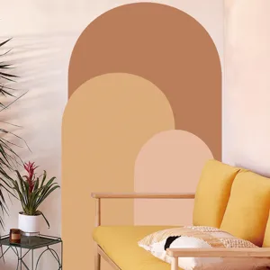 Boho arch wall sticker detail view, showing modern geometric design for living room decor.
