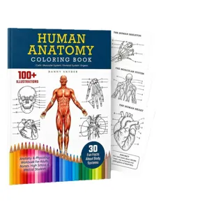 Human anatomy coloring book for adults and students with detailed physiological illustrations.