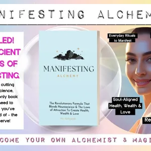 English paperback book about manifesting alchemy, neuroscience and law of attraction. Detail view.