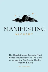 Detailed view of the English book cover featuring manifestation, alchemy, and neuroscience themes.