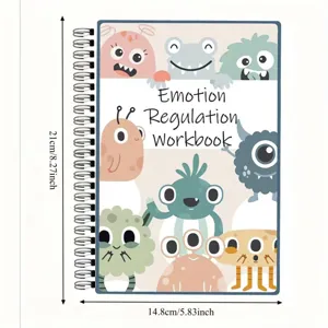 Children emotion regulation workbook spiral notebook with cute cartoon monster cover art
