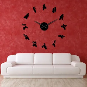 Grote acryl 3D motor wandklok detailweergave, moderne DIY decoratie voor woonkamer.