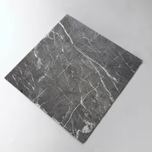 Detailed close-up shot of the grey marble pattern tile sticker, showing exquisite surface texture.