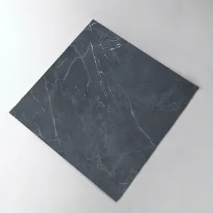 Dark grey marble tile sticker detail view, waterproof and wear-resistant floor surface decor.