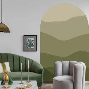 Boho arch wall sticker green landscape peel and stick PVC decal for living room bedroom decor