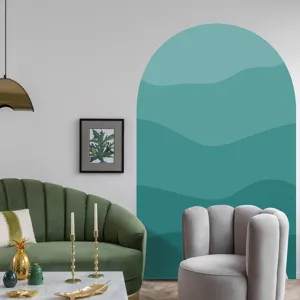 Boho arch wall sticker for living room decor, aesthetic peel and stick PVC mural decal.