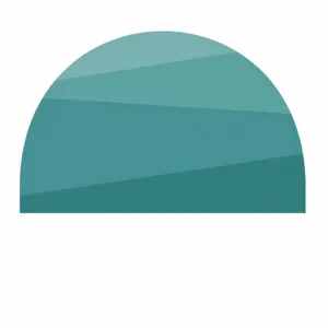 Boho semi-circular wall sticker size chart, abstract geometric green vinyl home decor.