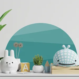 Boho half arch wall sticker abstract landscape teal self-adhesive PVC home decor.