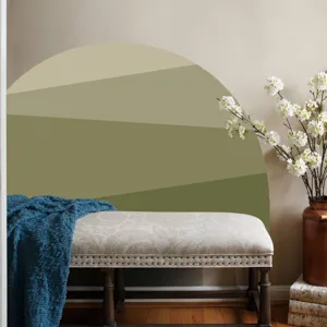 Boho style arch wall sticker detail view, abstract landscape design for home interior decor.