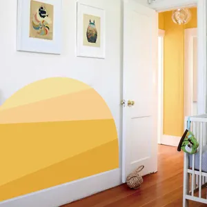 Boho wall sticker for living room bedroom, self-adhesive PVC mural home decor detail view.
